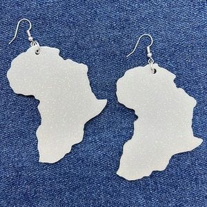Africa Pierced Earrings Sparkly White